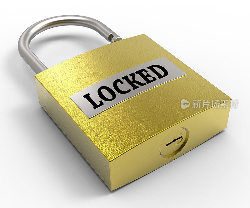 锁定的挂锁代表不受保护的隐私和安全的3d Rend